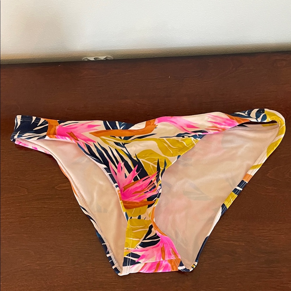 Xhilaration Tropical Floral Bikini Bottoms in Pink, Yellow & Navy
